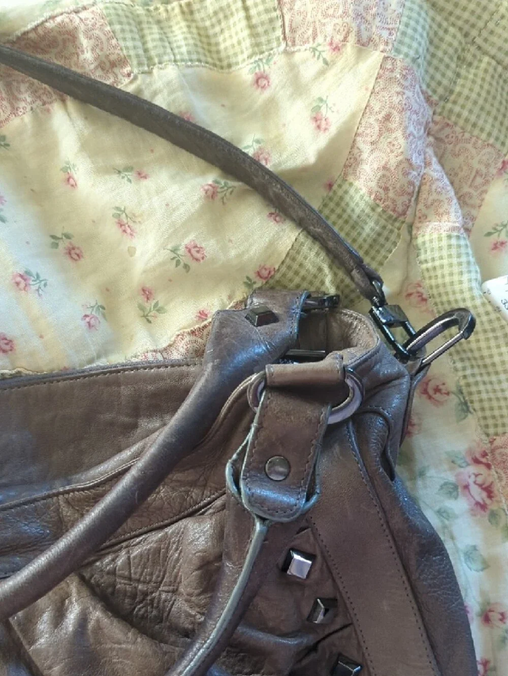 Treesje Leather Brown Studded Hobo Bag - Picture 12 of 14
